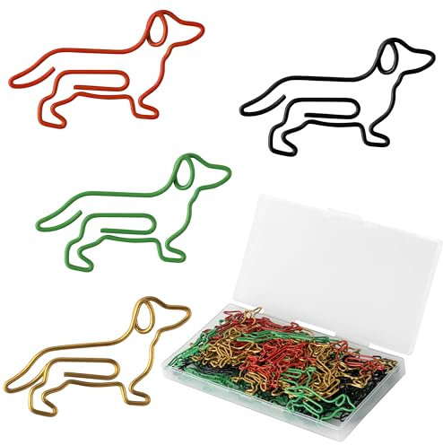 GudaAphrmix Büroklammern mit Dackel-Motiv, 4 Farben, Büroklammern, Tier-Lesezeichen, mehrfarbig, Büro, Schule, Weihnachtsgeschenke für Frauen, Kollegen, Lehrer, Studenten, Mädchen, Jungen,