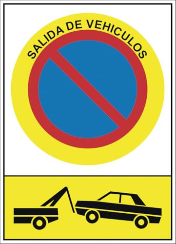 IberNorma PP248-2 Señal de Prohibido aparcar Salida de vehículos Se avisa grúa 21x30cm Cartel de vado no aparcar por salida de coches con imagen de aviso a grua en PVC homologado