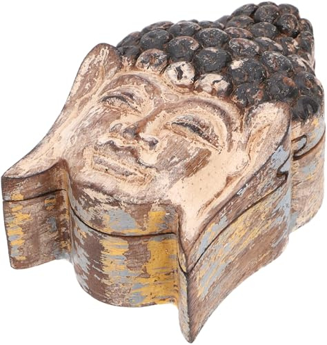 GURU SHOP Vintage Puzzlebox, Schmuckschatulle, Magic Box, Schachtel mit Geheim Verschluß - Buddha 6, 6x9x15 cm | Handgefertigt, einzigartiges Buddha Motiv, geheimer Verschluss, praktische Aufbewahrung, tolle Geschenkidee.
