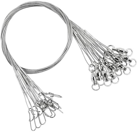 9Tong Rigs Saltwater Fishing Leader Stainless High Strength Wire Leader Lure High Strength Fishing Leaders Wire White Nickel #3 50lb 15.8in 20pcs