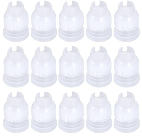 Piriuuo 15 Pcs Plastic Couplers for Piping Bags, Piping Bag Couplers Nozzles Piping Couplers Piping Tip Coupler Reusable Cake Decorating Couplers for Icing Nozzles (Small Size)