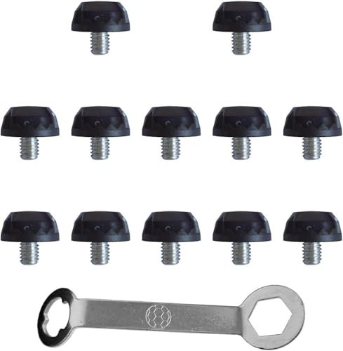 pistro 12 tacos para botas de fútbol, tacos de pista y rugby, tacos de TPU y aluminio para deportes, llave incluida, Negro -, Height 6mm