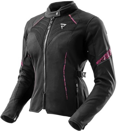 REBELHORN Jax Jacket Lady Veste de Moto, Noir/Rose, 4XL Femmes