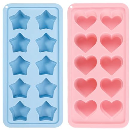 QIHUAN 1 Piece Heart Mold And 1 Piece Star Mold, Ice Mold, Silicone Mold, Creative Mold, Chocolate Mold.