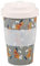 ECO CHIC Recycled Travel Coffee Cup 400ml Microwave Dishwasher Safe Plastic Travel Mug (Flowers Grey)