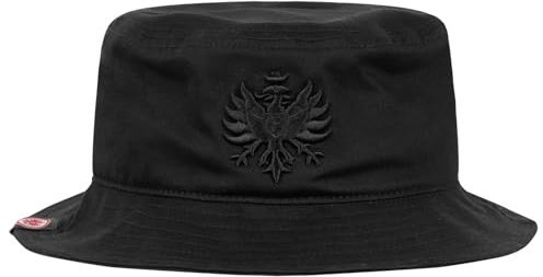 Eintracht Frankfurt Original Bucket Hat, Fischerhut schwarz mit 3D Adler Stick in 2 Größen (DE/NL/SE/PL, Alphanumerisch, S, M, schwarz)