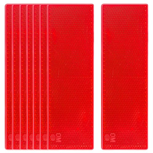 APOMOONS 8 Pezzi Riflettori Rettangolari per Rimorchi, Catarifrangente Rimorchio Riflettori per Camion Catarifrangenti per Rimorchi Riflettori Catarifrangente Moto per Trattori 14,7x4,7 CM(Rosso)