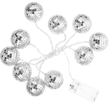 TOYANDONA LED Spiegelkugel Lichterkette mit Warmweißen Leds Wetterfest für Party Deko Bar Garten Camping Hängende Disco Kugel Beleuchtung für Innen und Außen
