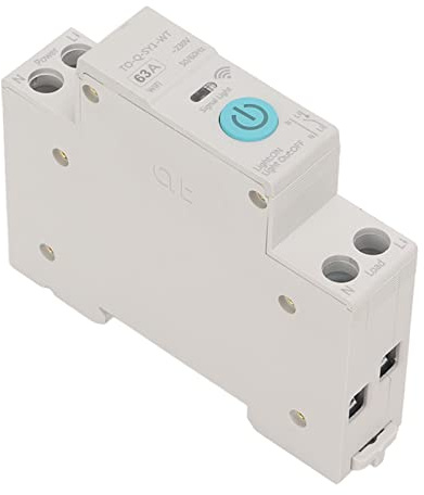 ZDETGU Module de Rail DIN35 de Télécommande sans Fil de Disjoncteur de Commutateur Intelligent WIFI avec Compte à Rebours de Synchronisation de Cycle pour la Domotique Blanc 82x68x18mm (63A)