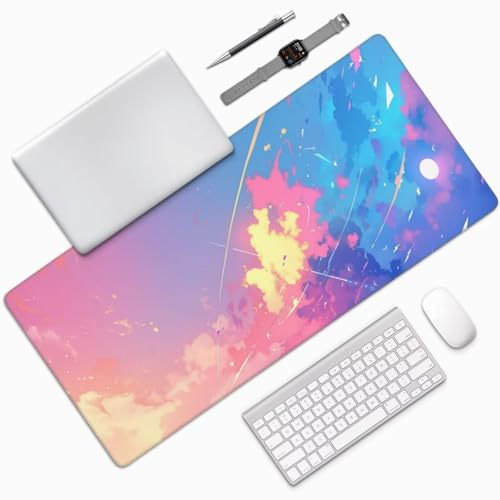 Alfombrilla Ratón XXL Gaming 600x300x3mm, Grande Alfombrilla Ratón Color Patrón Mouse Pad Gaming, Tapete Rato Sueño Impermeable y Antideslizante Base de Goma para Decoracion Escritorio Hogares 0E-150
