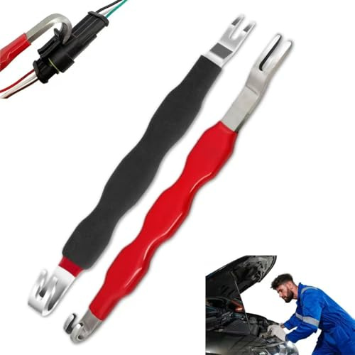 2Pcs Automotive Electrical Terminal Connector Separator Tool Remover Dual Head Design Electrical Wire Remover Connectors Removal Pliers Easy Disassembly with Rubber Carbon Steel for Vehicles