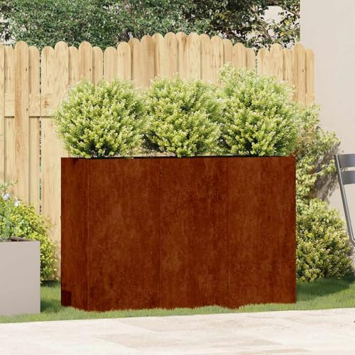 Pflanzkübel Aus Wetterfestem Stahl Mit Rostoptik, Hochbeet 120x40x80 cm In Braun, Natürliche Rostpatina Für Dekorativen Garteneinsatz