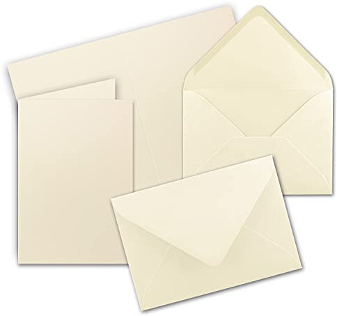 Faltkarten SET mit Brief-Umschlägen DIN A6/C6 in Vanille 50 Sets 14,8x10,5 cm Premium Qualität Serie FarbenFroh