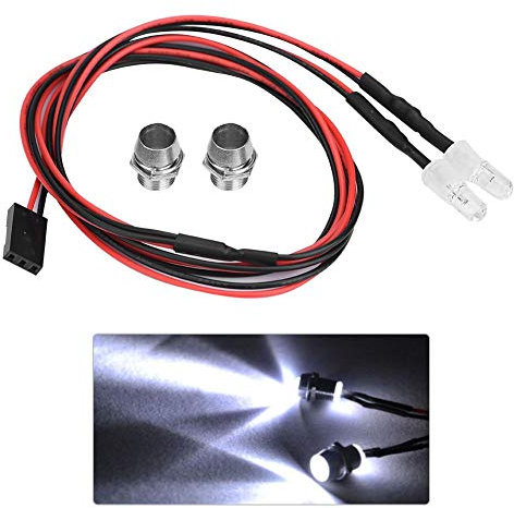 RC LED Licht Kits, 2PCS 5mm Scheinwerfer RC Zubehör LED Lichter für 1/10 Modell Drift Auto Fahrzeug(9# weißes Licht)