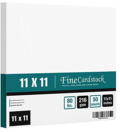 Quadratischer Karton, 27,9 x 27,9 cm, 36,3 kg Einband, weißes, dickes Kartonpapier, glatte Oberfläche, für Scrapbooking, Kunst und Handwerk, Hochzeitseinladungen, Visitenkarten, 50 Karten pro Packung