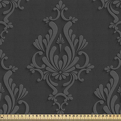 ABAKUHAUS Dunkelgrau Stoff als Meterware, Antiker Damast 3D, Qualität aus Gewebten Stoff Wohnaccessoires, 5M (148x500cm), Anthrazit grau