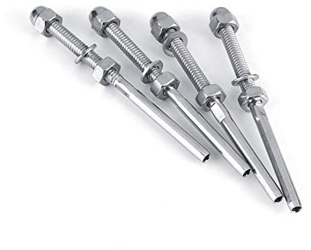 Cafopgrill Threaded Cable Tensioners, 10-Pack Stainless Steel Cable Threaded Terminal Tension Stud Ends Fitting for 1/8 Cable Railing Rigging Systems Wire Rope Connectors