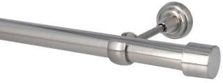 Sento Ø 25mm Metall Gardinenstange Satz Edelstahl Optik 180 cm Albana | 1-läufige Vorhangstange zur Wandmontage aus hochwertigem Metall. Ideal für mittelschwere und schwere Gardinen und Vorhänge.