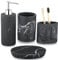 ZCCZ Badezimmer Set – 4-teiliges Organizer-Set mit Zahnbürstenhalter, Seifenspender, runder Seifenschale und Zahnputzbecher – Elegante Kosmetikaufbewahrung und Dekoration in schwarzer Marmor-Optik