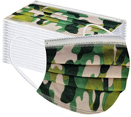 50 Stück Einmal-Mundschutz, Einweg Erwachsene Mundschutz mit Motiv Weihnachten Bunt MNS Mund Nasenschutz 3 Lagig Atmungsaktiv Bandana Halstuch für Damen Männer