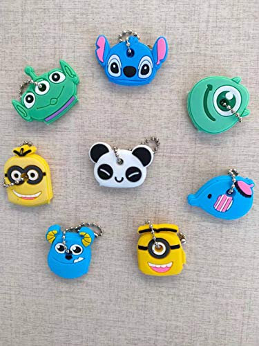 BOBOZHONG Schlüsselkappen,8 StylesCartoon Key Covers,Cartoon Niedliche Tiere Schlüsselanhänger Schlüsselabdeckung Kappe Silikon Schlüsselanhänger Panda Stitch Elephant Key Rings