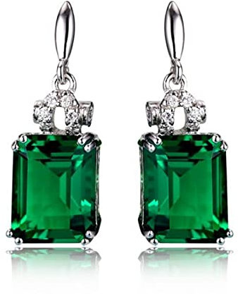 HCMA 925 Silber überzogene Synthetische Grüne Edelstein Ohrringe Nachahmung Turmalin Ohrringe Schmuck Geschenk