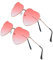 2 Stück Rosa Sonnenbrille Herz Damen Hippie Brille, Rosa Sonnenbrille für Teen Mädchen, Herzförmige Sonnenbrille, Vintage 90er Sonnenbrille für Damen, Partys, Roségoldener Rahmen Funky Sonnenbrille