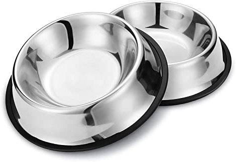 Nobleza - 2 Pack Gamelles pour Chien en Acier Inoxydable avec Fond en Caoutchouc Antidérapant, avec Base en Caoutchouc pour Chiens de Taille Moyenne/Grande pour Animaux de Compagnie 22.5 CM