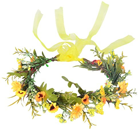 Lurrose Sonnenblume Kopf ?nze Stirnband: Blumen Braut Haarband Stirnband Kranz Krone Hochzeit Festivals Foto Requisiten Einstellbare Wald Wald Stirnband Braut Haardekor