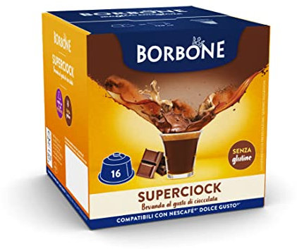 Caffè Borbone Superciock - Boisson au goût de chocolat - 64 capsules (4 paquets de 16) - Compatibles avec les machines à café Nescafé®* Dolce Gusto®*
