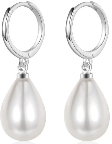 MASOP Perlenohrringe Creolen Silber 925 Ohrringe Perlen für Damen Frauen Mädchen