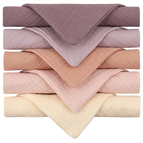 Reoyloep 9.06x9.06inches Baby Waschlappen, 5-Pack Musselin Baumwolle Baby Handtücher,Weiche Waschlappen Essentials Dusche Registry Geschenk