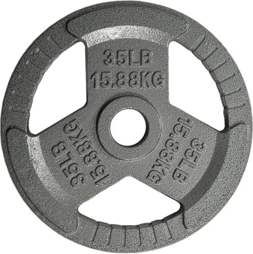 Yes4All Tri-Grip Griffe Olympische Hantelscheiben/Hantelscheiben aus Gusseisen, geeignet für Langhantelübungen, Krafttraining, Flexibilitätstraining
