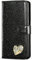 MHtech Case For iPhone 7/8/SE, Shiny Leather Bling Glitter Book Flip Stand Card Wallet Protective Cover (Black)