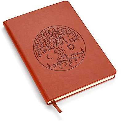 LBWCER Handmade Leather Journal Tree of Life Leather Notebook Tree of Life Journal for Women And Man Tree of Life Embossed Journal Retro Travel Diary (Tree of life)