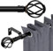 gardinenstange schwarz 68 to 127 cm mit gedrehten Käfigendstücken, wandmontage schwarze matt gardinenstangen set, Metall 16mm gardinenstange 1.2m lang, gardinenstange für outdoor wetterfest
