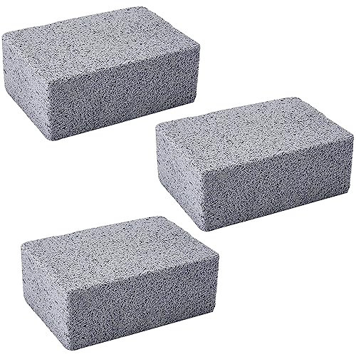 Omevett 3pcs BBQ Grill Cleaner Reusable Griddle Cleaning Brick Block Non-Toxic BBQ Stains Grease Cleaning Block Ecological Pumice Cleaning Stone for Barbecue Grates Sink Pool KitchenToilet Tiles Bath