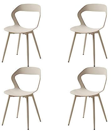 GrandCA HOME Lot de 4 Chaises de Salle à Manger ou Chaise de Bureau avec Pieds en Métal, Chaises de Cuisine pour Salon, Salle à Manger, Salle de Réunion, Beige+Beige