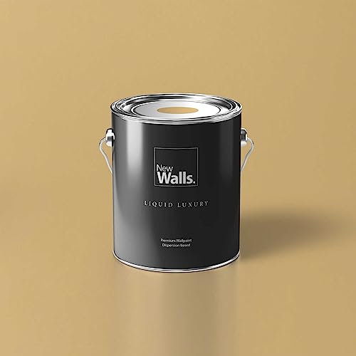 New Walls Peinture murale Premium Jaune Ocre Liquid Luxury Peinture émulsion d'intérieur - 5 L
