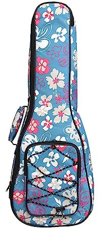 Surwin Ukulelentasche 21 '' 23 '' 26'' Ukulele Case Bag für Sopran Konzert Tenor, Tragbare Ukulelen Tasche Rucksack Aufbewahrung Soft Case Verstellbarem Schultergurt (21 Zoll,Blaue Blumen)