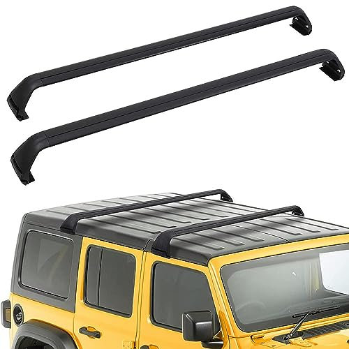 2 Stück Aluminium Dachträger Gepäckträger für Jeep Wrangler JK JL Gladiator JT 4-Door 2007-2023,Fahrradträger Dachboxen Dachgepäckablage Railing Track Auto Zubehör