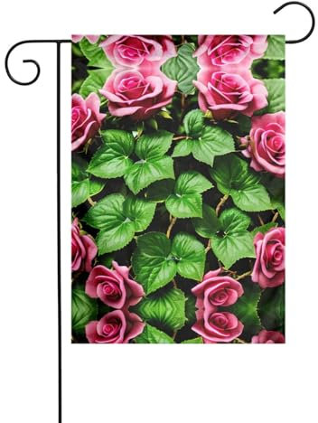 Saisonale Gartenflaggen, floraler Rosen-Efeu mit Blättern, Frühlingsdruck, 30,5 x 45,7 cm, kleine Gartenflaggen für draußen, für alle Jahreszeiten