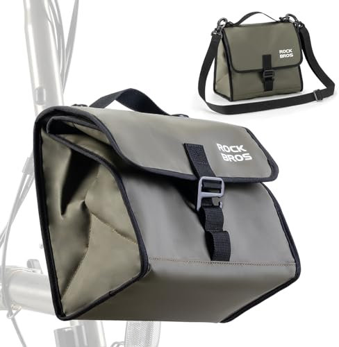 ROCKBROS Fahrradtasche Lenkertasche Fronttasche mit Schnalle für Brompton Faltrad 4-7 L mit Schultergurt Umhängetasche Braun