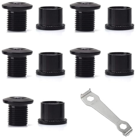 5 Sets Bulloni per Corone in Lega di Viti a manovella Alluminio Bulloni e Dadi per Accessori per Biciclette per Bici da Corsa MTB e Bici da Strada Guarnitura M8, Ferroso 5 Sets Nero