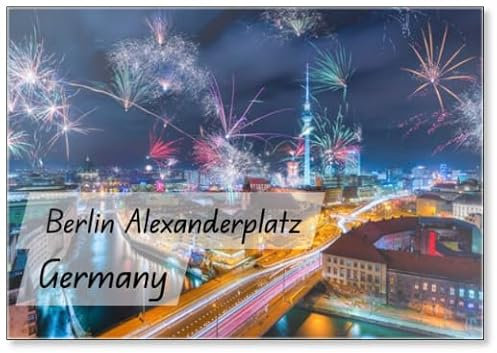 Display von Feuerwerk über Berlin Alexanderplatz Silvester Kühlschrankmagnet