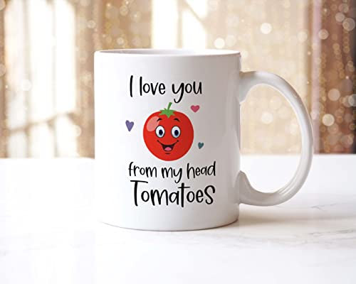 I Love You from My Head Tomatoes Mug and Coaster Gift Set Cute Coffee Cup Gifts