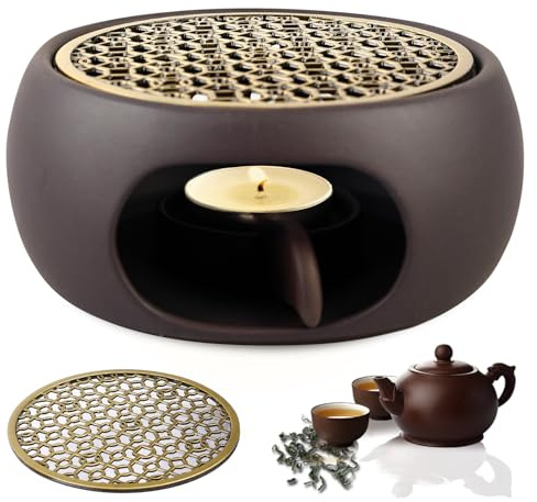Keramik Teekannenwärmer - Stövchen für Teekannen und Kaffeekannen mit Hohl Geschnitztem Design
