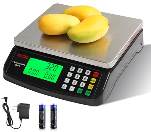 Balance de cuisine precision 30kg/1g acier inoxydable balance professionnelle alimentaire avec Écran LCD Rétroéclairé, pese aliment 5 Unités et Fonction Tare, Piles incluses avec USB