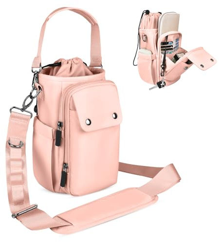 Rocason Water Bottle Holder with Strap, Cream (Pink)