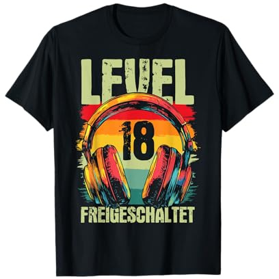 18. Geburtstag Männer Video Gamer Level 18 Unlocked Jungs T-Shirt